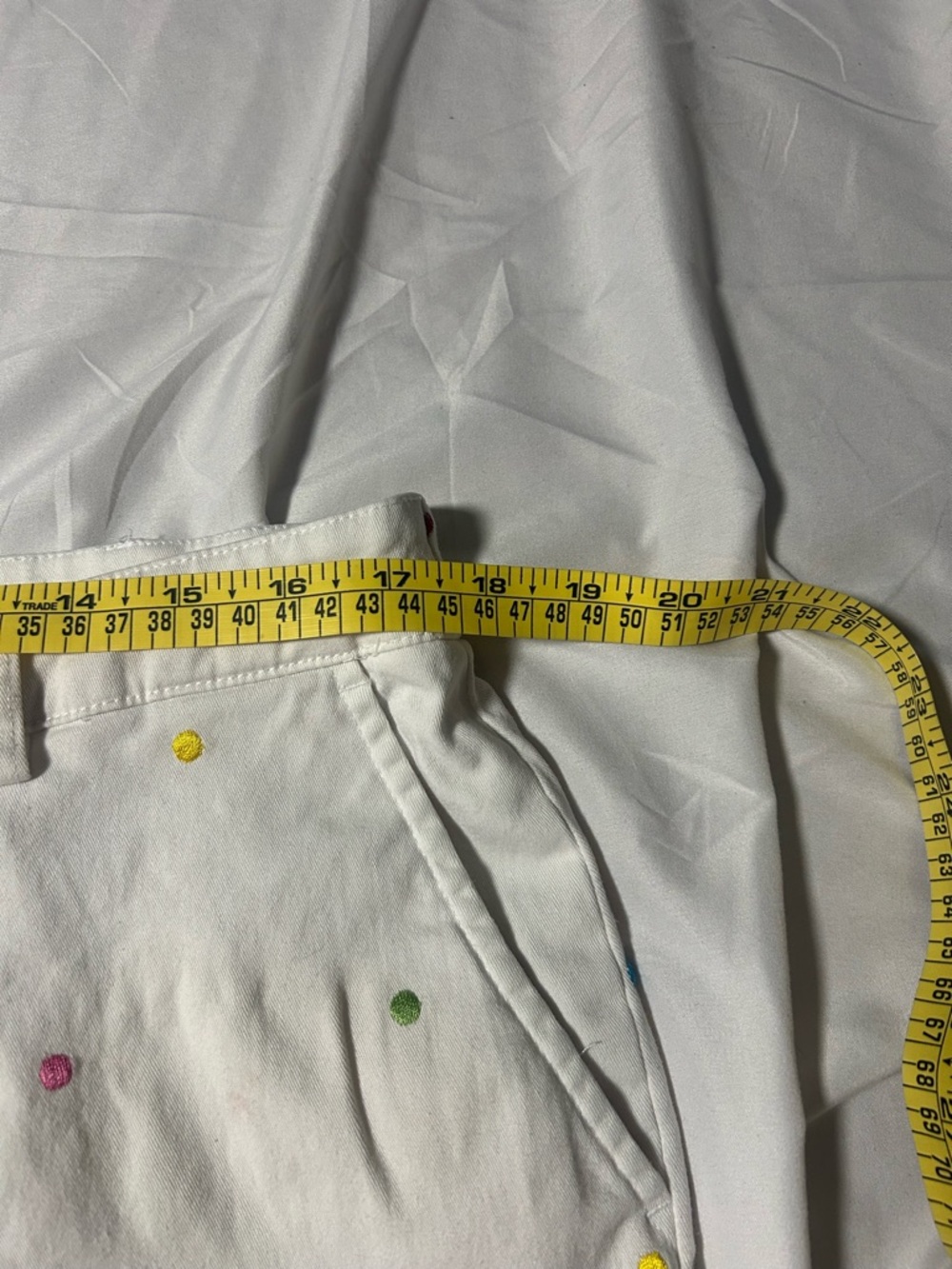 Briggs New York Womens Capri Pants White Embroidered Polka Dots Size 16 - Picture 10 of 13